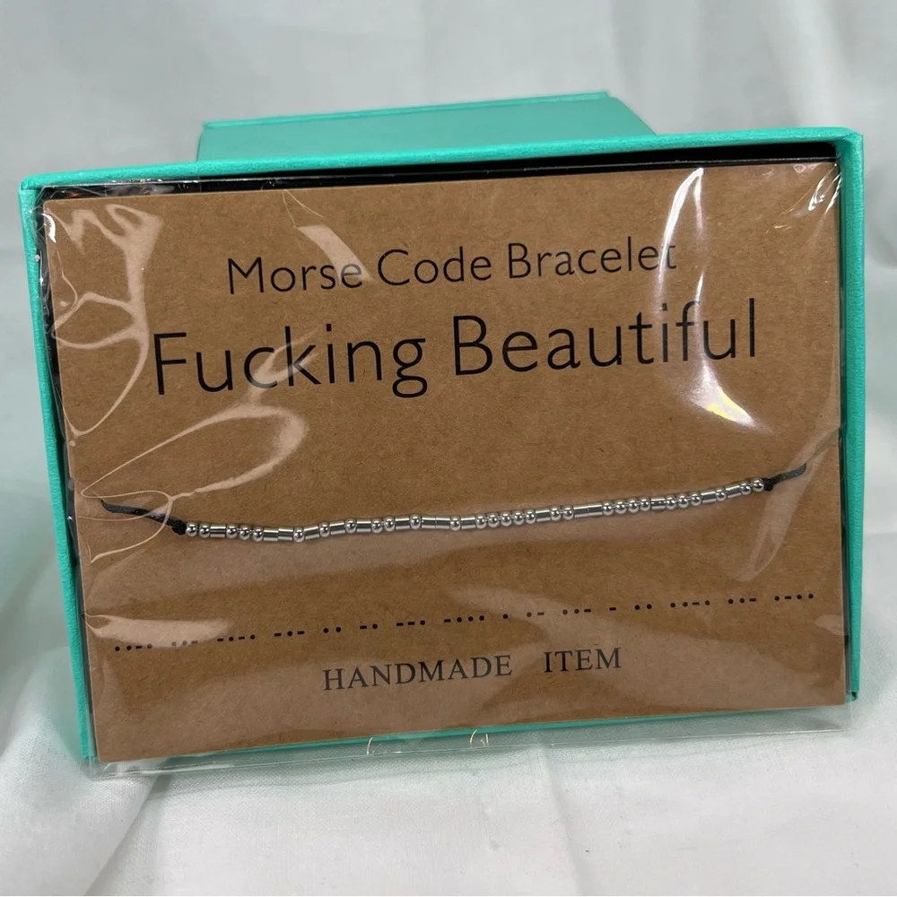 F$Cking Beautiful Morse Code Minimalist Funny Humor Spirit Gift Bracelet in Box